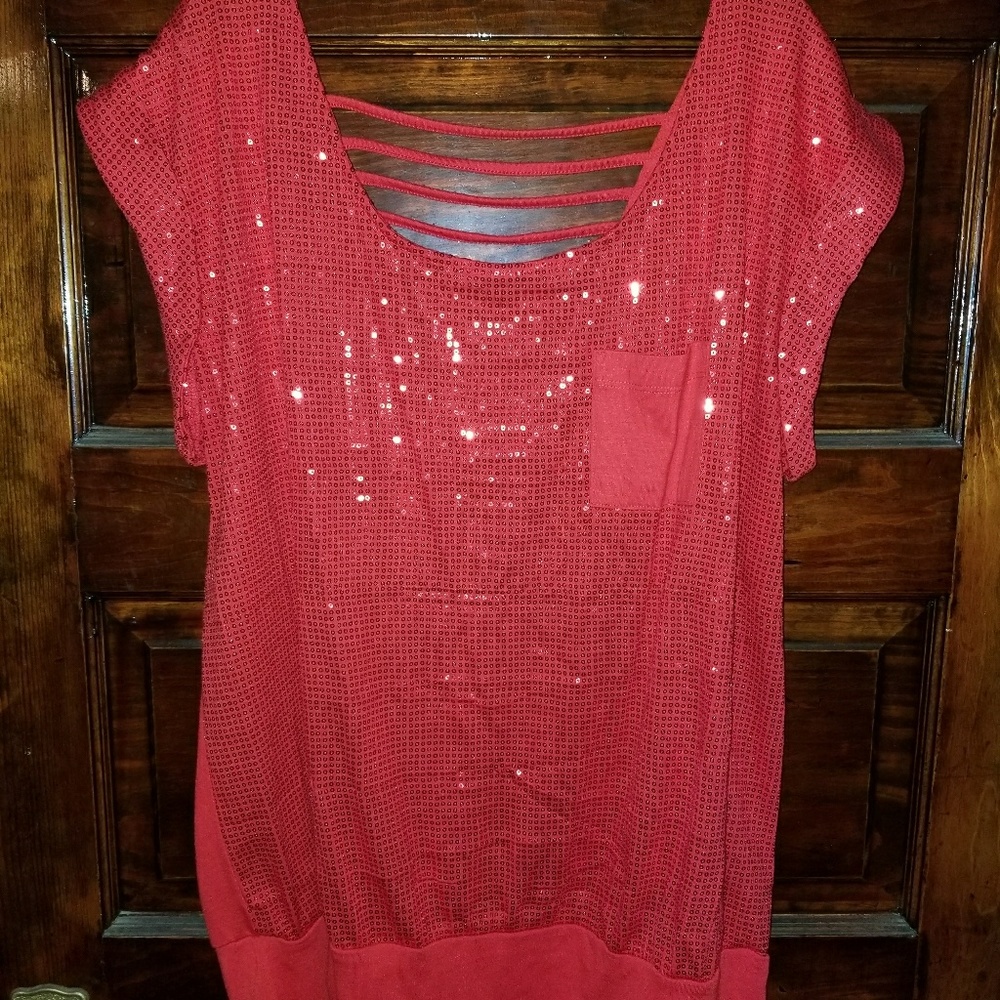 Red sparkly Sequin dress top